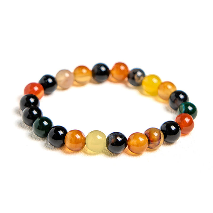 Buddha Stones天然カラフルカルセドニー瑪瑙ハーモニーブレスレット