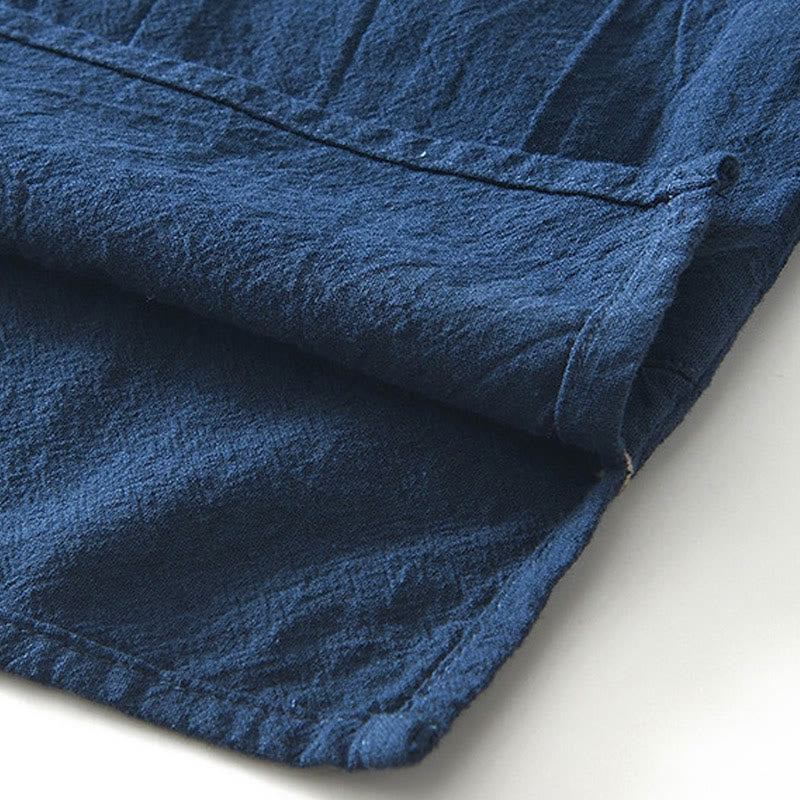 Buddha Stonesヴィンテージ無地シンプルデザインメンズ半袖コットンリネンシャツポケット付き - image 11