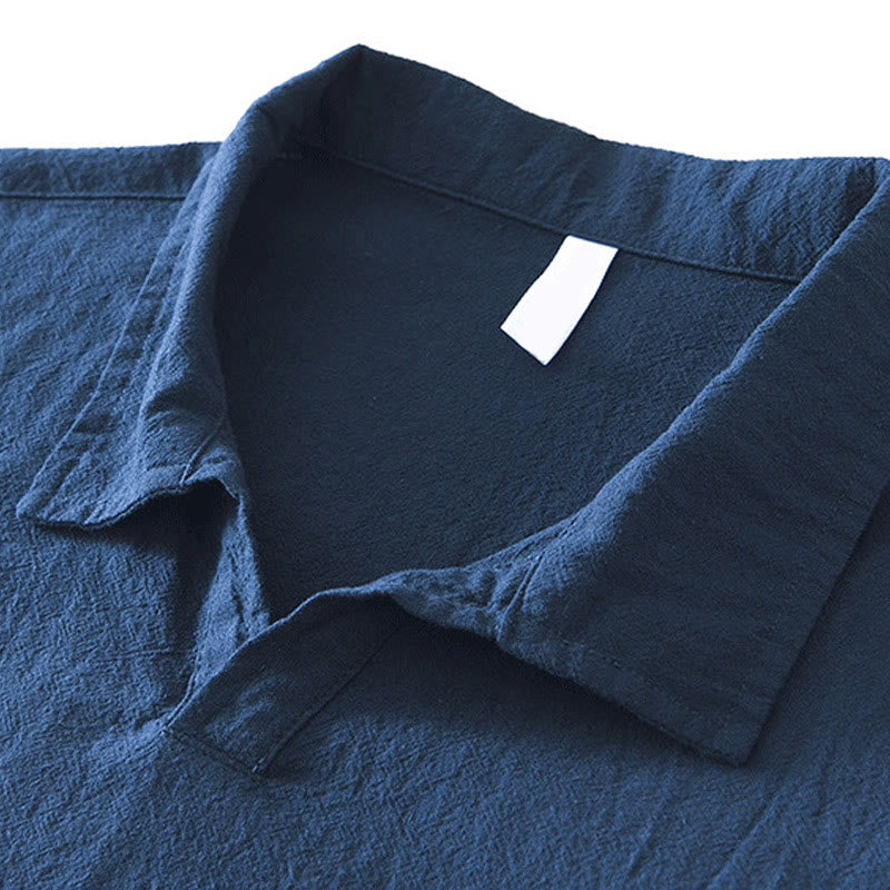 Buddha Stonesヴィンテージ無地シンプルデザインメンズ半袖コットンリネンシャツポケット付き - image 7