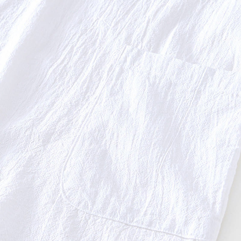 Buddha Stonesヴィンテージ無地シンプルデザインメンズ半袖コットンリネンシャツポケット付き - image 18