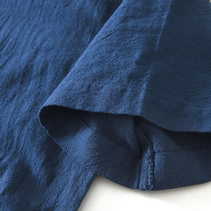 Buddha Stonesヴィンテージ無地シンプルデザインメンズ半袖コットンリネンシャツポケット付き - image 9