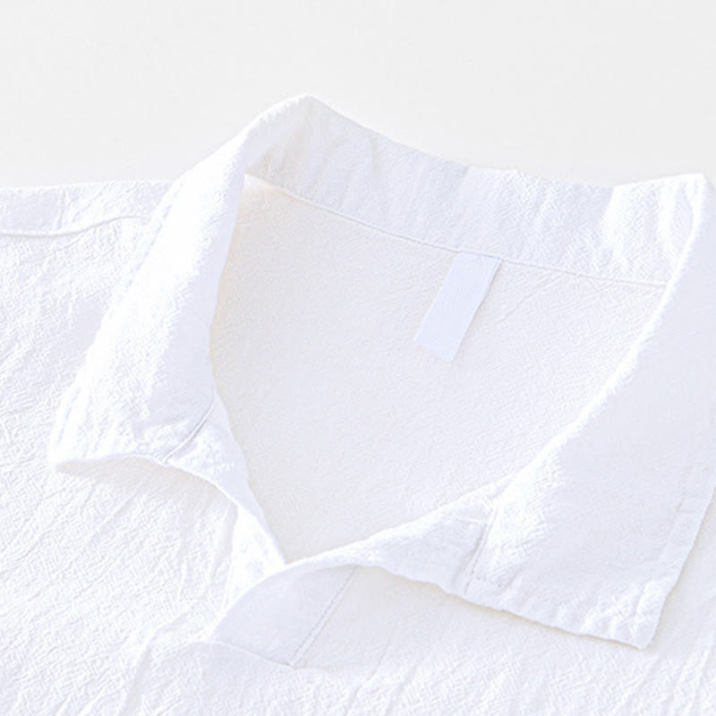 Buddha Stonesヴィンテージ無地シンプルデザインメンズ半袖コットンリネンシャツポケット付き - image 14