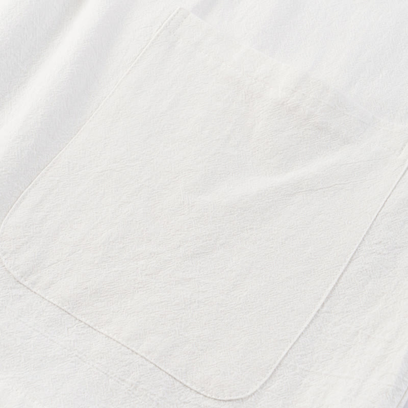 Buddha Stonesカジュアル 2点セット 純色 ハーフボタンデザイン シャツ ドローストリングパンツ メンズ コットンリネン 瞑想用クロスセット ポケット付き - image 4