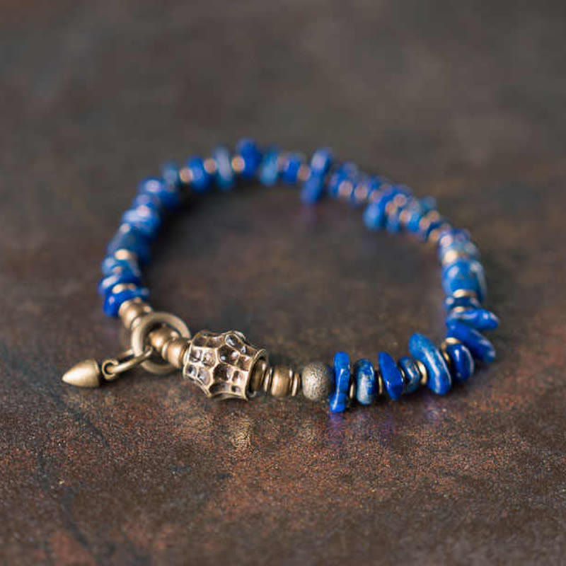 Buddha Stonesヴィンテージ不規則形状デザインラズライトラピスラズリ幸運を呼ぶブレスレット - 6.7～6.9インチ（17～17.5cm） - image 0