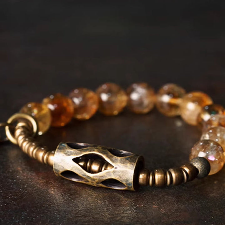 Buddha Stonesデイリーレトロ 10mm シトリンビーズ プロテクションブレスレット