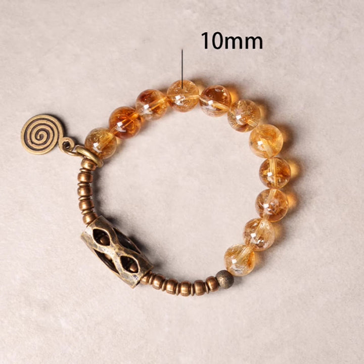 Buddha Stonesデイリーレトロ 10mm シトリンビーズ プロテクションブレスレット