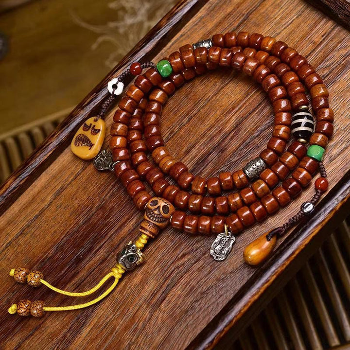 チベットのBuddha Stones108個の骨のビーズDziビーズの強さのMala