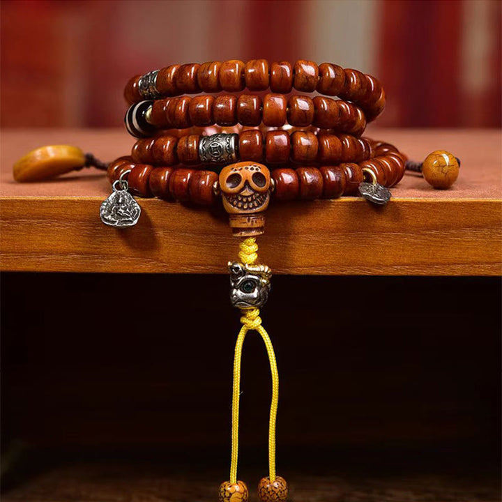 チベットのBuddha Stones108個の骨のビーズDziビーズの強さのMala