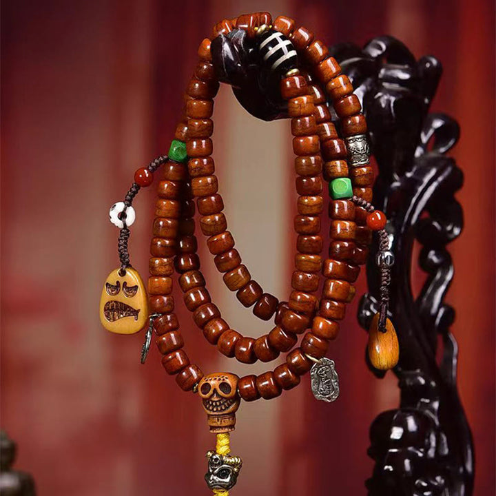 チベットのBuddha Stones108個の骨のビーズDziビーズの強さのMala