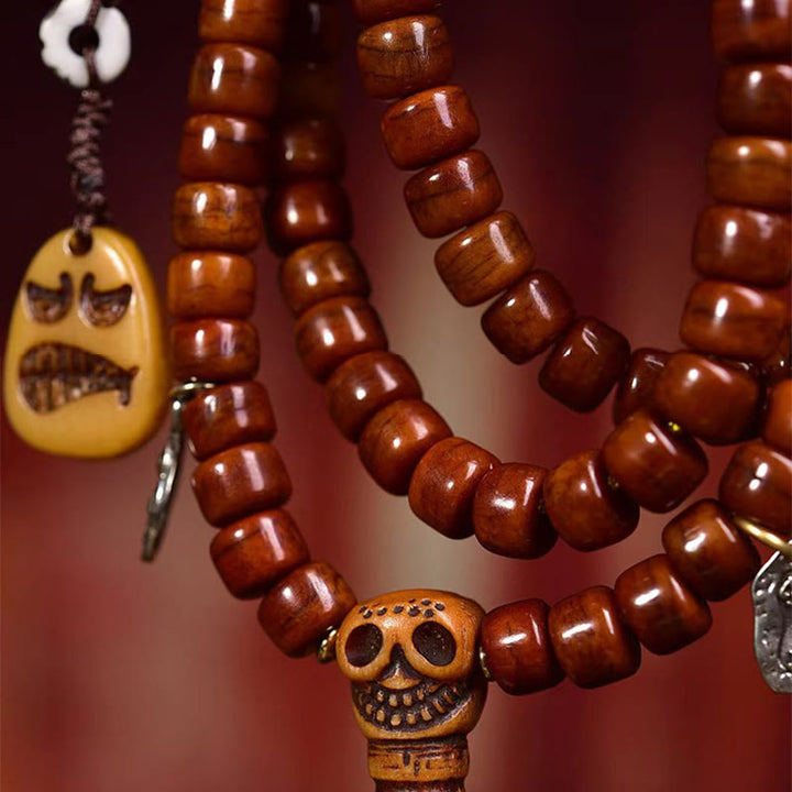 チベットのBuddha Stones108個の骨のビーズDziビーズの強さのMala