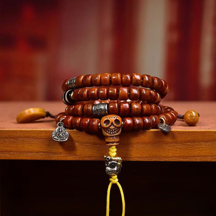 チベットのBuddha Stones108個の骨のビーズDziビーズの強さのMala