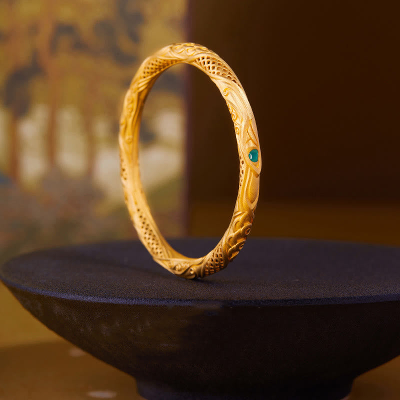 Buddha Stones999スターリングシルバー ゴールデンフラワー 中空デザイン 祝福ブレスレット バングル - image 2