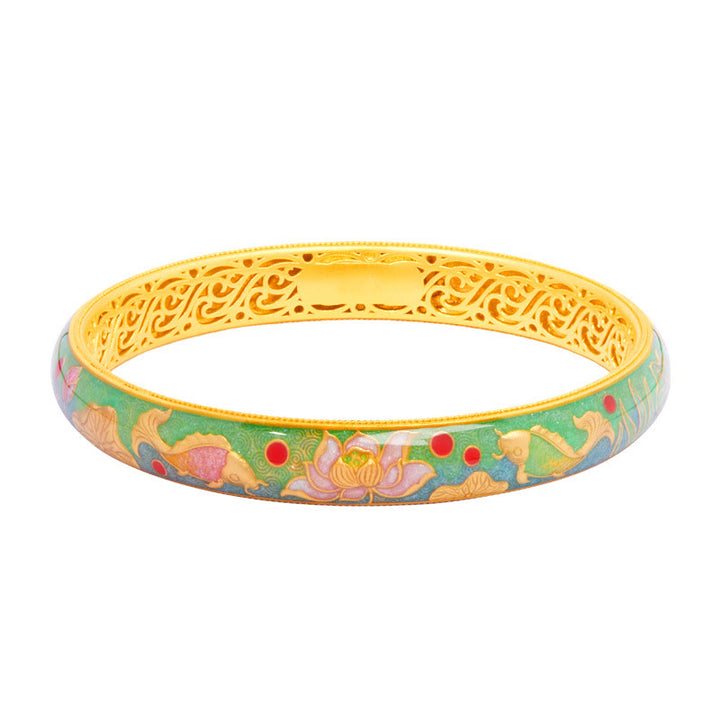 Buddha Stones 999スターリングシルバー 鯉 蓮 中空デザイン開運財運ブレスレットバングル 2.28インチ (58mm) - image 11