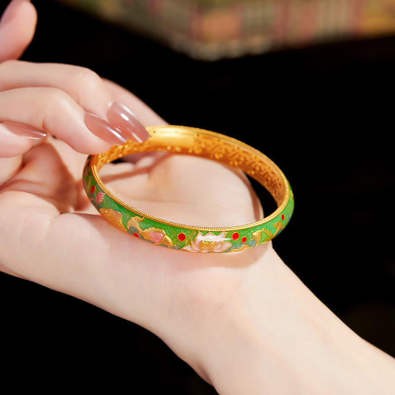 Buddha Stones 999スターリングシルバー 鯉 蓮 中空デザイン開運財運ブレスレットバングル 2.28インチ (58mm) - image 3