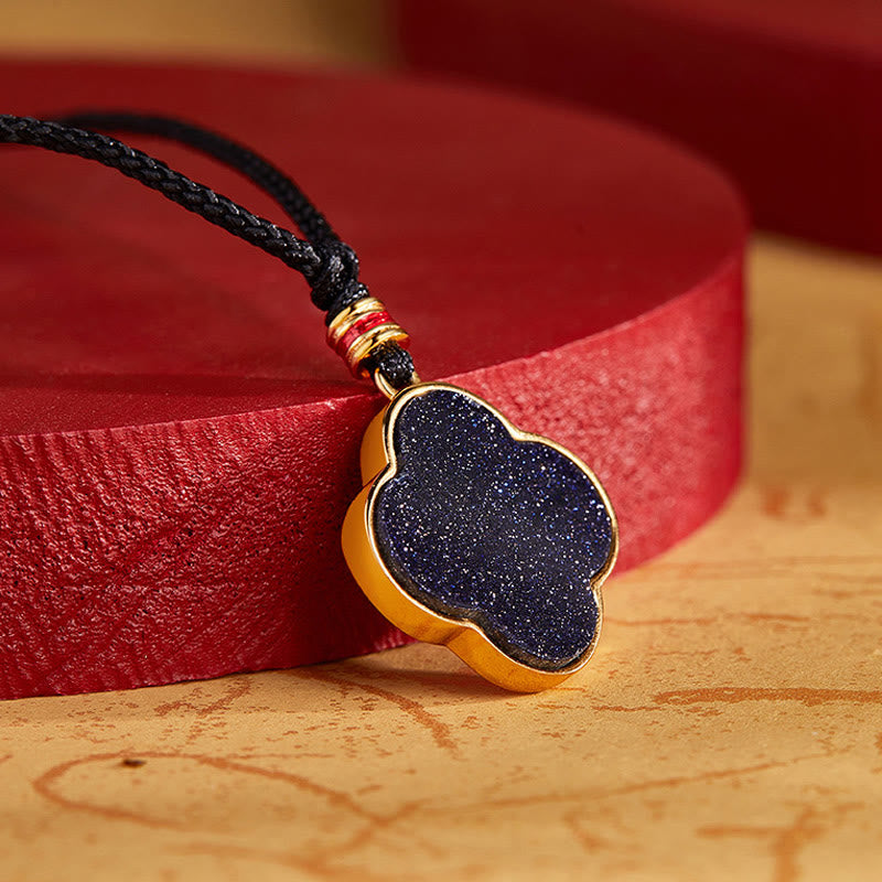 Buddha Stones925スターリングシルバー プラムブロッサムキャット 四つ葉のクローバー 祝福ネックレスペンダント - image 3