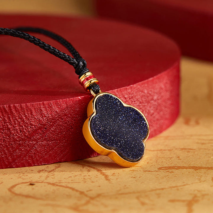 Buddha Stones925スターリングシルバー プラムブロッサムキャット 四つ葉のクローバー 祝福ネックレスペンダント - image 3