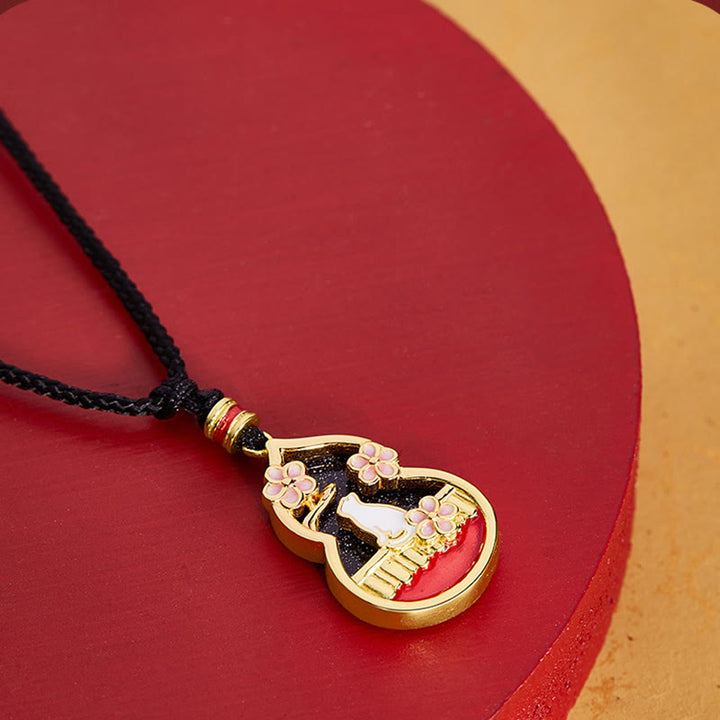 Buddha Stones925スターリングシルバー 桃の花 猫 ひょうたん柄 守護ネックレスペンダント - image 3