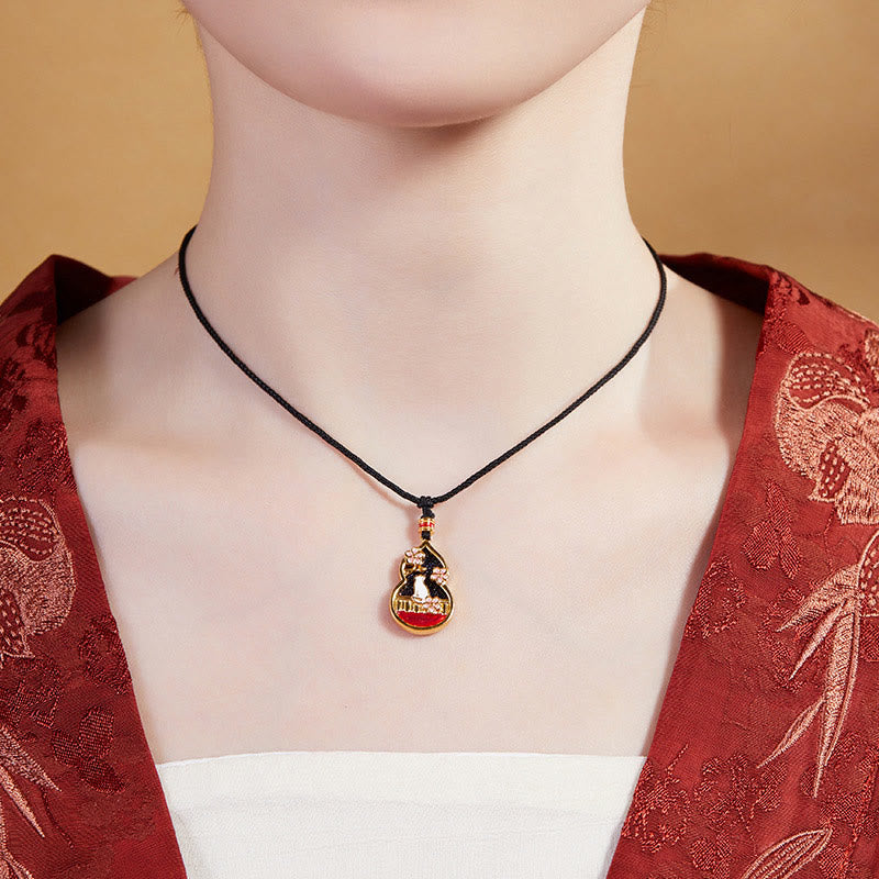 Buddha Stones925スターリングシルバー 桃の花 猫 ひょうたん柄 守護ネックレスペンダント - image 5