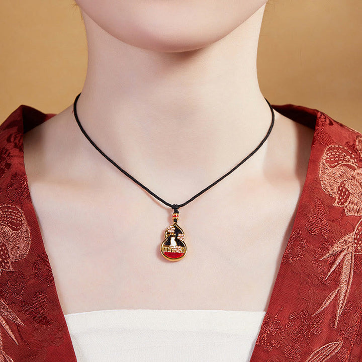 Buddha Stones925スターリングシルバー 桃の花 猫 ひょうたん柄 守護ネックレスペンダント - image 4