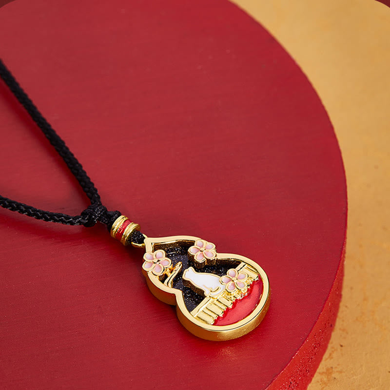 Buddha Stones925スターリングシルバー 桃の花 猫 ひょうたん柄 守護ネックレスペンダント - image 2
