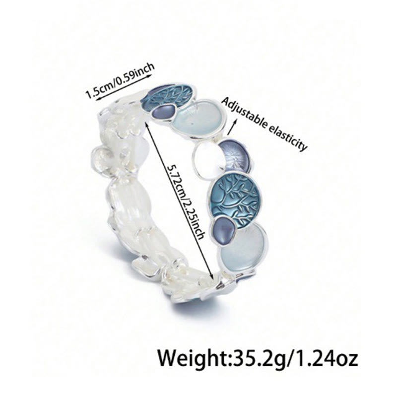 Buddha Stones生命の樹 ラウンドパターン ユニティ合金 弾性ブレスレット バングル