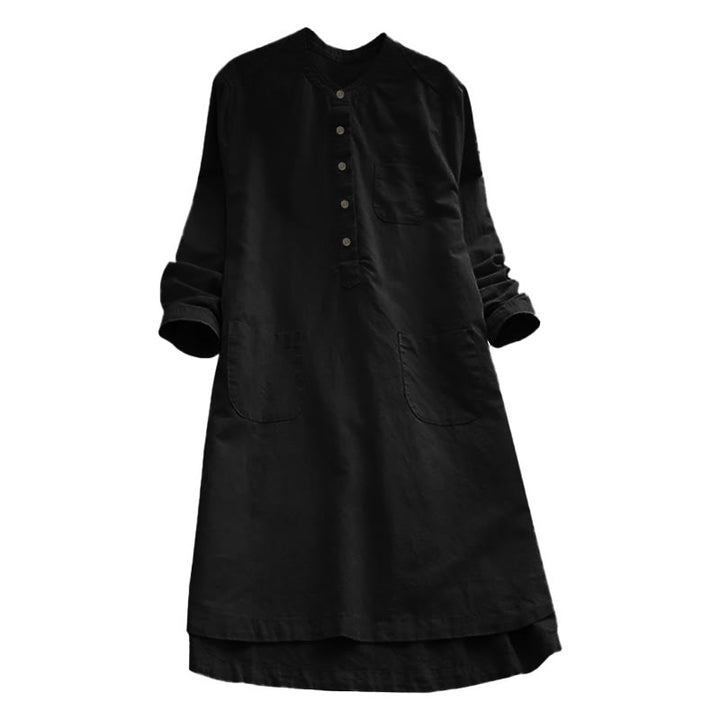Buddha Stones無地ボタン 長袖 レディース シャツ ポケット付き - image 13