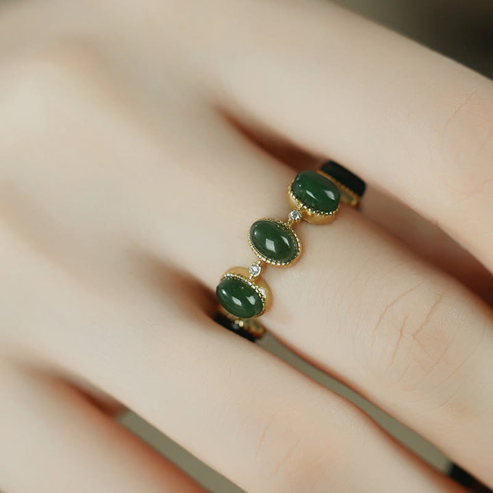 Buddha Stones925 スターリングシルバー 和田シアン翡翠ビーズ ヒーリング 調節可能リング - image 4