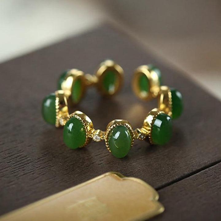 Buddha Stones925 スターリングシルバー 和田シアン翡翠ビーズ ヒーリング 調節可能リング - image 3