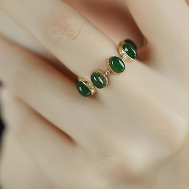 Buddha Stones925 スターリングシルバー 和田シアン翡翠ビーズ ヒーリング 調節可能リング - image 8