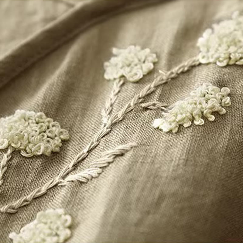 Buddha Stonesエスニック刺繍アシンメトリーデザインレディースコットンリネンノースリーブベスト - image 4