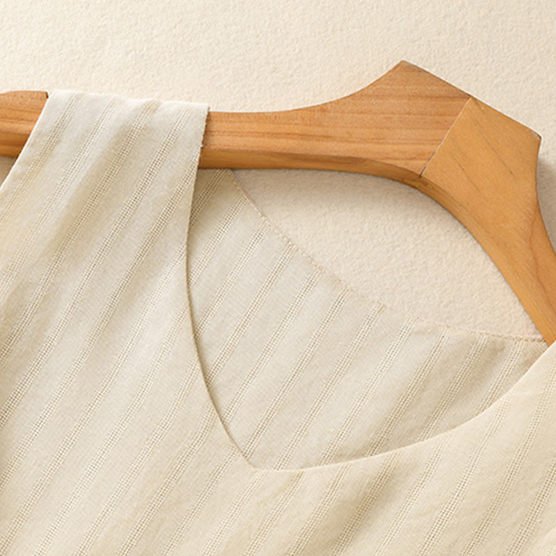 Buddha Stonesヴィンテージ サマー 無地 シンプルデザイン Vネック レディース コットン ノースリーブ ベスト - image 13