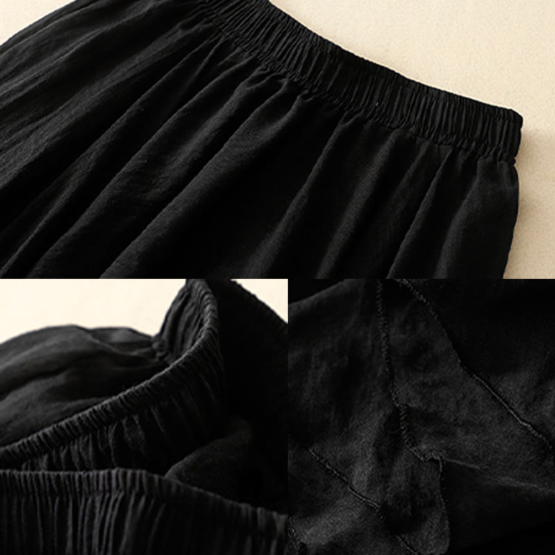 Buddha Stones春 カジュアル 無地 プリーツ レディース コットン リネン 7-8丈 フリルスカート - image 9