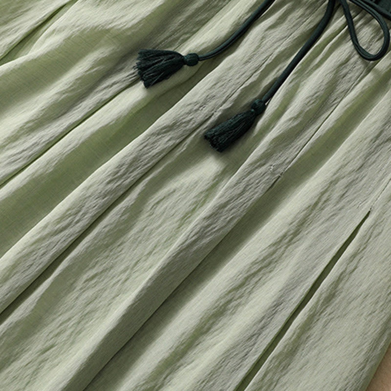 Buddha Stonesカジュアル コントラストカラー プリーツ レースアップデザイン レディース コットンリネン 7-8丈スカート - image 27