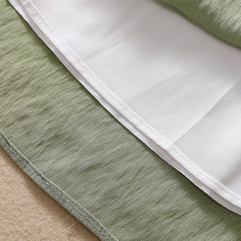 Buddha Stonesカジュアル コントラストカラー プリーツ レースアップデザイン レディース コットンリネン 7-8丈スカート - image 33