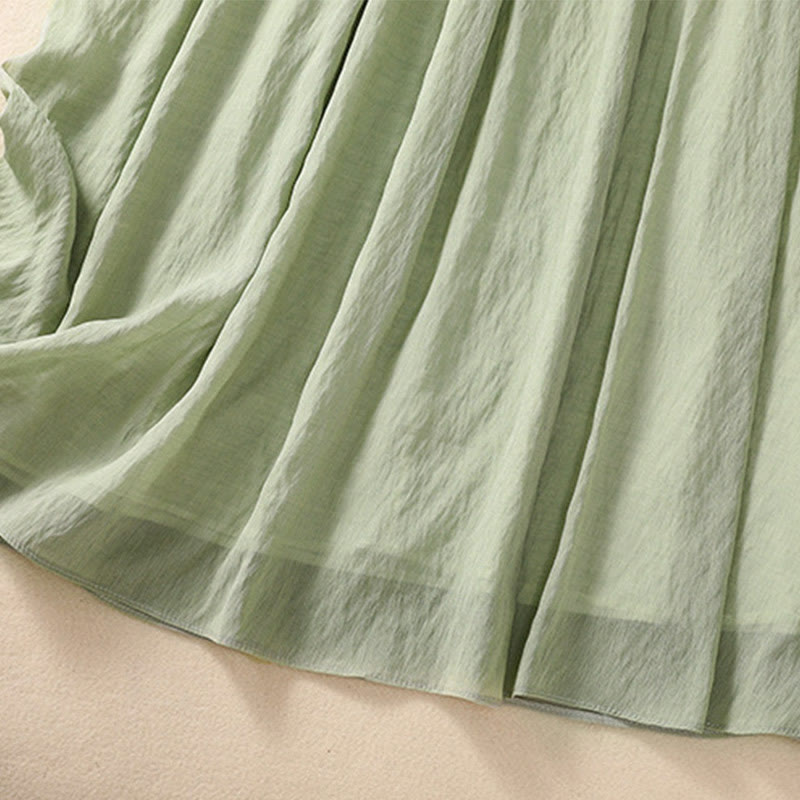 Buddha Stonesカジュアル コントラストカラー プリーツ レースアップデザイン レディース コットンリネン 7-8丈スカート - image 32