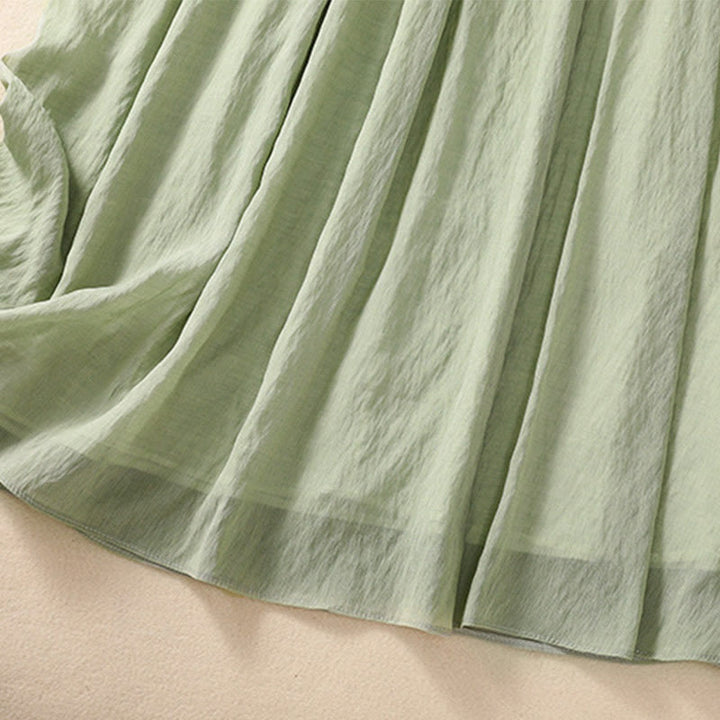 Buddha Stonesカジュアル コントラストカラー プリーツ レースアップデザイン レディース コットンリネン 7-8丈スカート - image 32