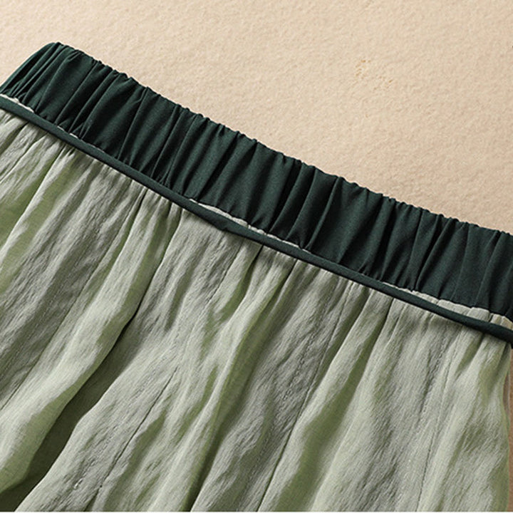 Buddha Stonesカジュアル コントラストカラー プリーツ レースアップデザイン レディース コットンリネン 7-8丈スカート - image 28