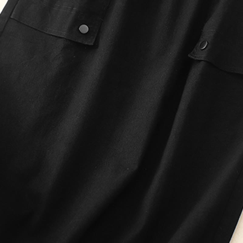 Buddha Stonesヴィンテージ プレーン ドローストリング ボタンデザイン スライド スリット レディース コットン リネン 7-8丈 スカート ポケット付き - image 9