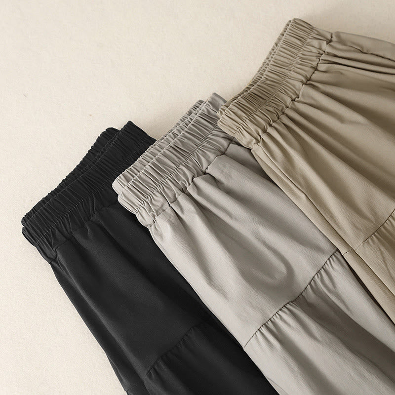 Buddha Stonesカジュアル ルーズ 無地 レディース コットン 伸縮性 7-8丈 ワイドレッグパンツ ポケット付き - image 15