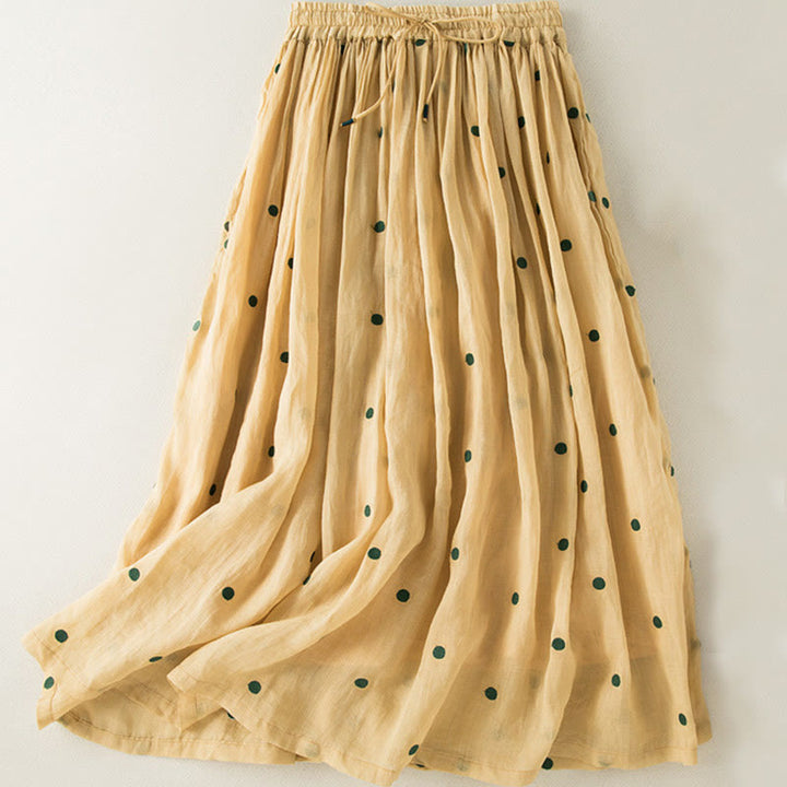 Buddha Stonesの芸術的なヴィンテージドット柄レディースプリーツスカート - 黄色 - US8-10，UK/AU12-14，EU40-42 (2XL) - image 23