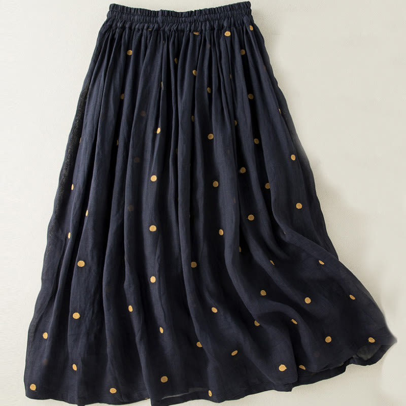 Buddha Stonesの芸術的なヴィンテージドット柄レディースプリーツスカート - image 15