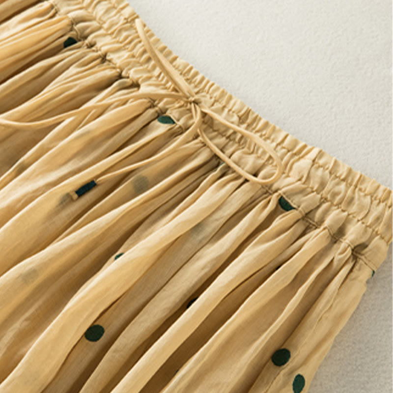 Buddha Stonesの芸術的なヴィンテージドット柄レディースプリーツスカート - image 25