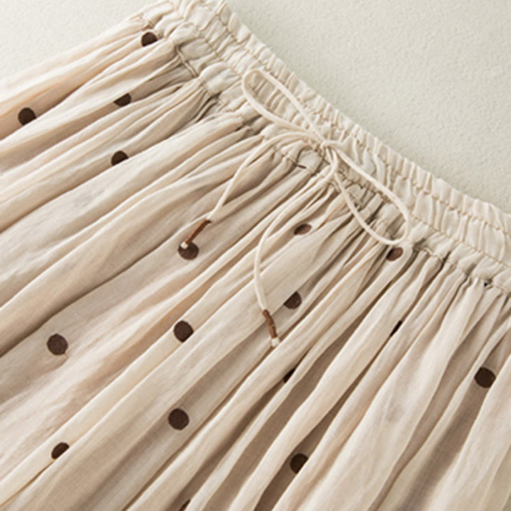 Buddha Stonesの芸術的なヴィンテージドット柄レディースプリーツスカート - image 2