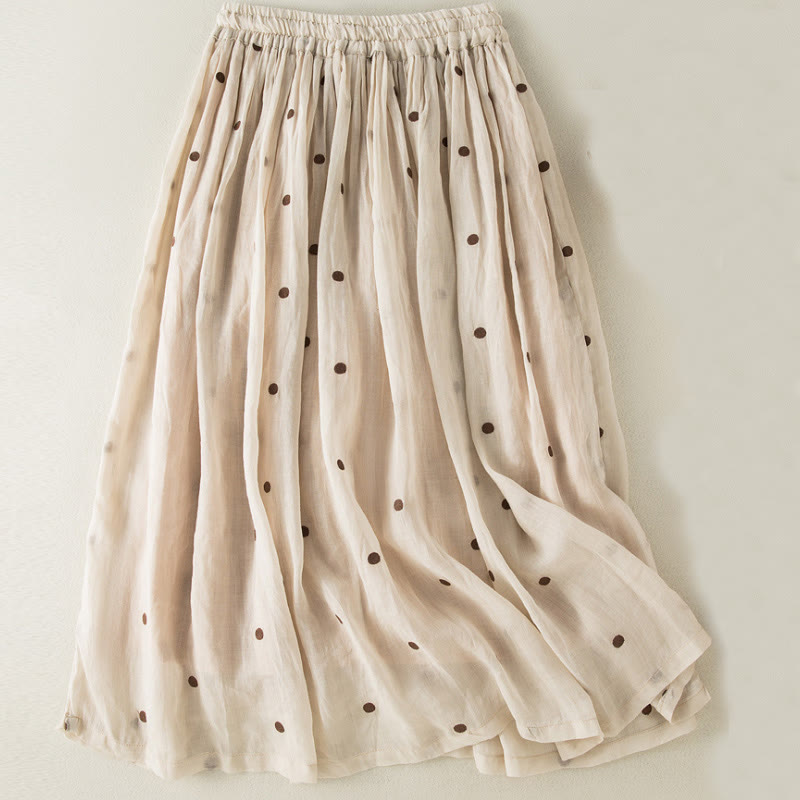 Buddha Stonesの芸術的なヴィンテージドット柄レディースプリーツスカート - image 1