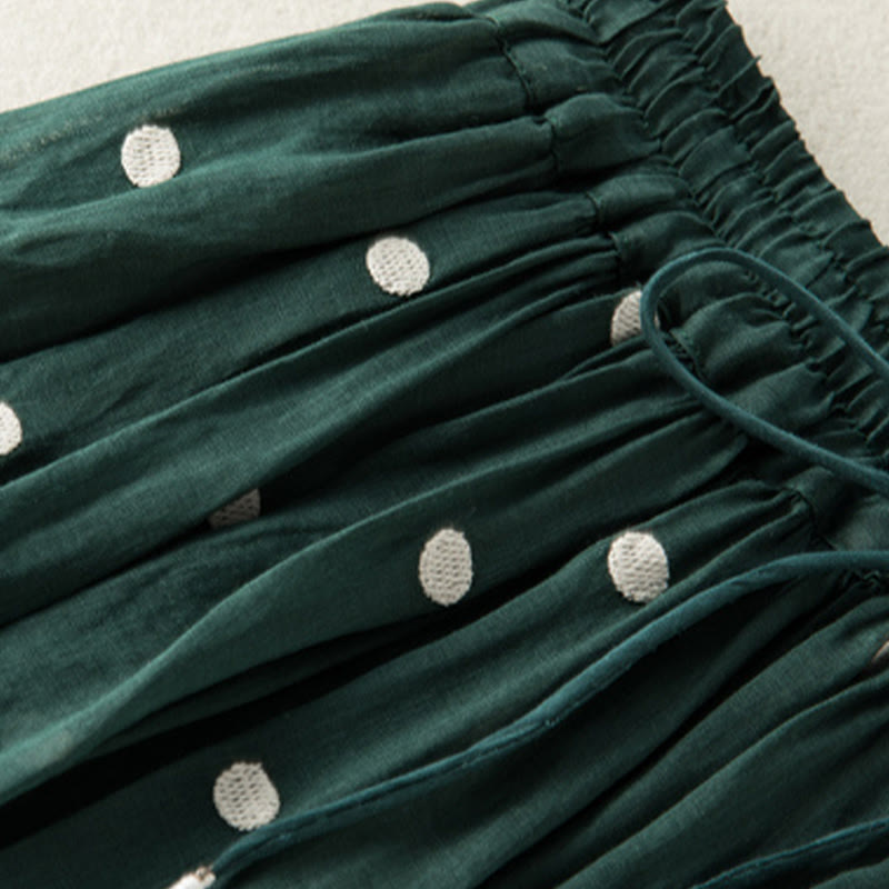 Buddha Stonesの芸術的なヴィンテージドット柄レディースプリーツスカート - image 11