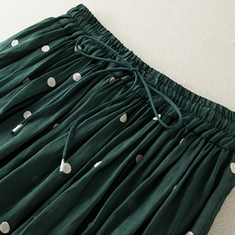 Buddha Stonesの芸術的なヴィンテージドット柄レディースプリーツスカート - image 10