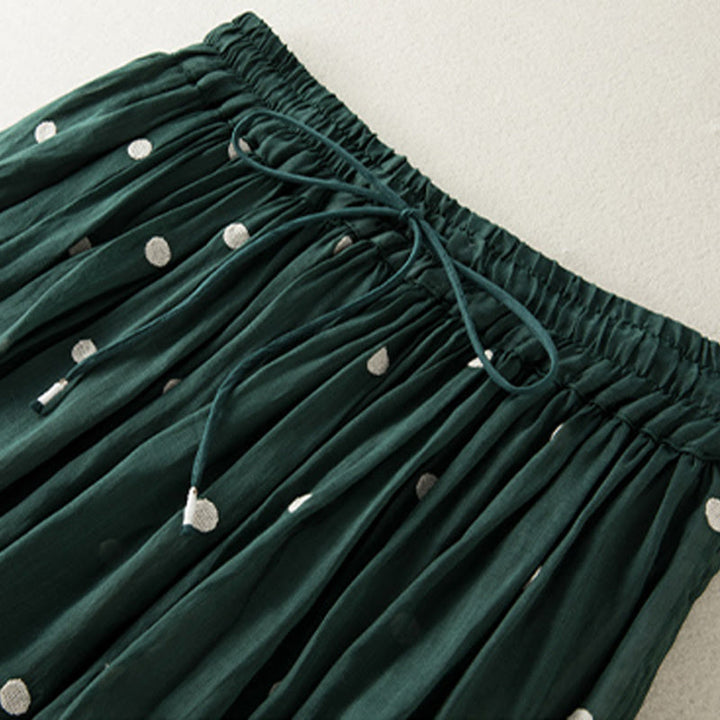 Buddha Stonesの芸術的なヴィンテージドット柄レディースプリーツスカート - image 10