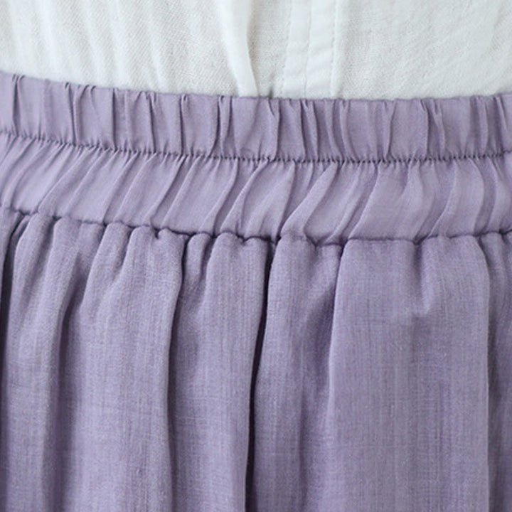 Buddha Stonesヴィンテージアーティスティックピュアカラーフリルデザイン不規則なレディースコットンリネンスカート - image 17