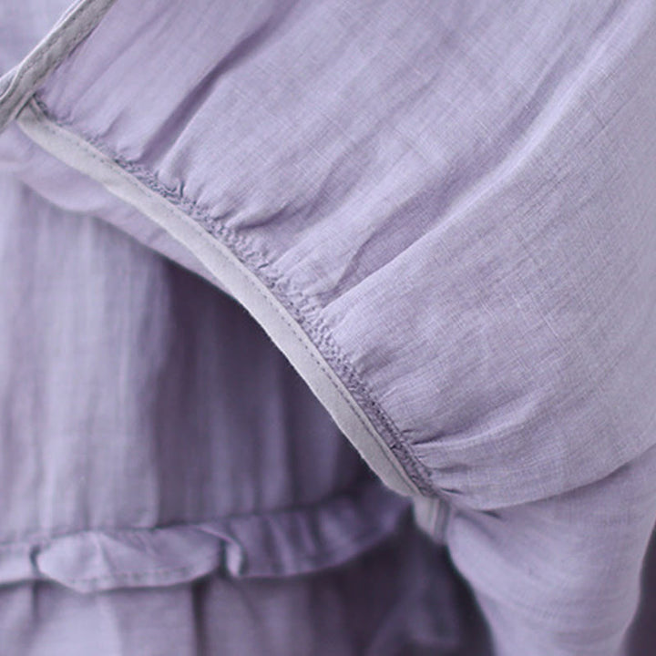 Buddha Stonesヴィンテージアーティスティックピュアカラーフリルデザイン不規則なレディースコットンリネンスカート - image 21