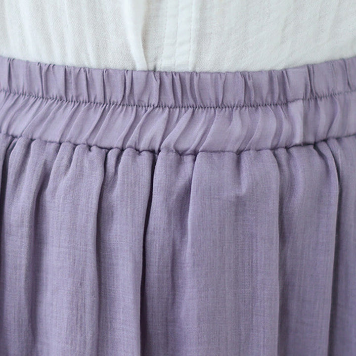 Buddha Stonesヴィンテージアーティスティックピュアカラーフリルデザイン不規則なレディースコットンリネンスカート - image 18